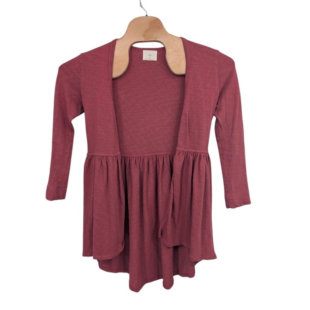 T.‎ La Anthropologie Beira peplum open front cardigan Red Women's sz Small